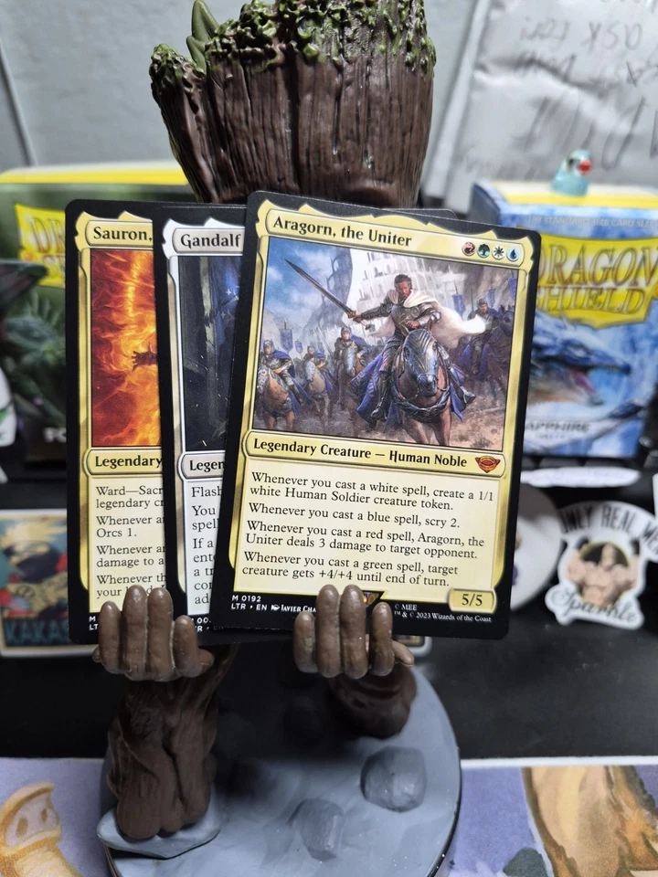 MTG LOTR Pack. Sauron, the Dark Lord, Aragon, the United, and Gandalf the White - Image 1 of 4
