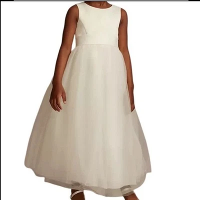 David's Bridal Toddler Ivory Flower Girl Dress 2T Satin Tulle Formal - Image 1 of 4