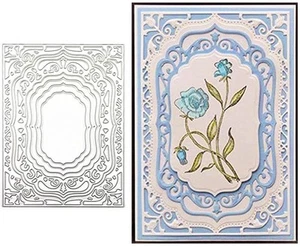 Lace Rectangle Frame Metal Die Cuts,Flower Border Square Frames Layering Labe... - Picture 1 of 4