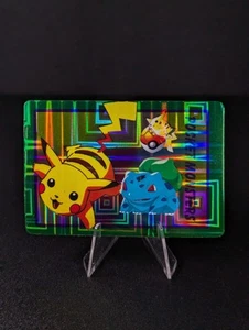 Tarjeta adhesiva expendedora de papel aluminio colección anime Pokémon Pikachu/Bulbasaur - Imagen 1 de 4