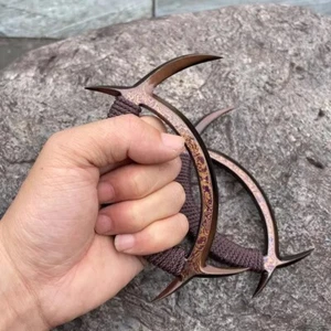 Cuernos de ciervo dobles de acero Damasco tamaño pequeño Swods Ba Gua Yue Wushu Kungfu - Imagen 1 de 5