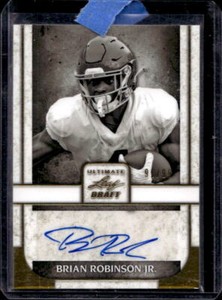 2022 Leaf Ultimate Draft Brian Robinson Jr Portrait BW Gold Rookie Auto RC 91/99