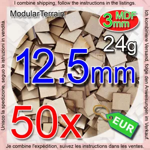 50x 3mm MDF 12.5mm Square Base Cuadrada Socle Carré WarHammer 40k Age Of Sigmar - Imagen 1 de 9