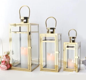 3-PC Set Jumbo Luxury Modern Indoor/Outdoor Hurricane Candle Lanterns FREE SHIP - Picture 1 of 4