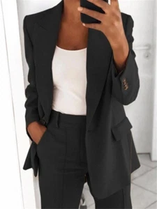 Womens 2-piece Suit Set Long Sleeve Suit Jacket Pants Casual Business Size S-5XL - Picture 1 of 39