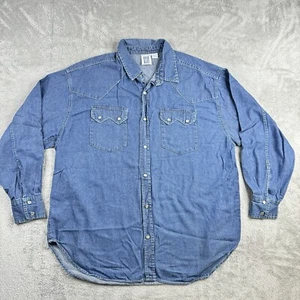Mississippi River Blues Men’s Denim Blue Color Snap Up Size XL Western 90s - Picture 1 of 12