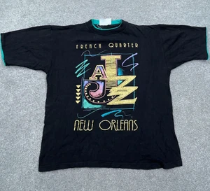 Vintage New Orleans Shirt Men Medium Black T Tee French Quarter Jazz 90s Y2K A2 - Picture 1 of 10
