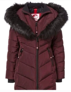 NWT-Canada Weather Gear Women's Cranberry Faux Fur Hooded Parka Coat Size Small - Picture 1 of 6