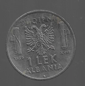 1939,Albania. Albanian 1 Leke. Italy Italian Occupation Coins. 1001 - Picture 1 of 2