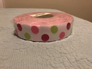 Nuovo con etichette ~ nastri rinascimentali ~ nastro a pois rosa verde rosso ~ 1,5" ~ 27 iarde SIGILLATO - Foto 1 di 6