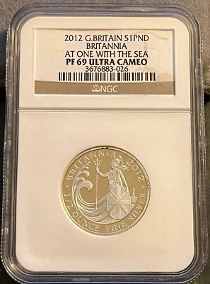 2012 UK Britannia 1/2 Oz Coin Silver Proof At One With The Sea 25th Anniv 1,656 - Image 1 of 2