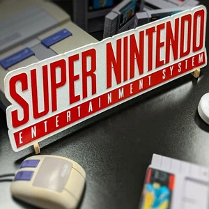 🎮 Super Nintendo Logo Sign – CNC Engraved Wood Gaming Wall Art | Retro Decor - Picture 1 of 8