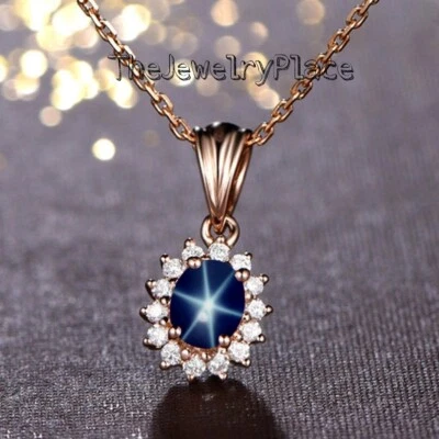 Star Sapphire Pendant, Minimalist Pendant, Oval Silver Pendant, Dainty Lindy - Image 1 of 2