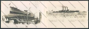 La Spezia Schiff Rom Doppel Foto Postkarte EE1056 - Bild 1 von 2