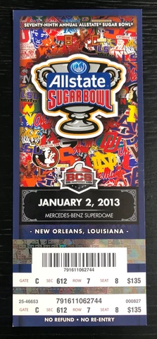 2013 SUGAR BOWL COLLEGE FOOTBALL TICKET STUB 1/2/13 - LOUISVILLE vs FLORIDA Cover