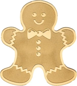 GINGERBREAD MAN Golden Highlights Gold Coin $1 Palau - Picture 1 of 2