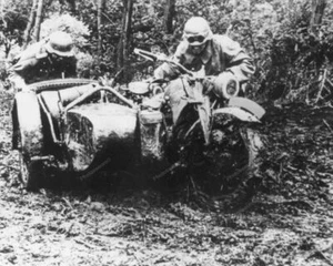 German Motorcycle Stuck in Swap Vintage 8x10 Reprint Of Old Photo - Picture 1 of 1