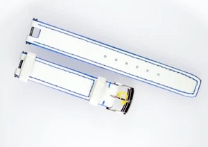 Baume & Mercier Lederband Damen Linea weiß/blau 14/14 mit Dornschließe Stege - Picture 1 of 2