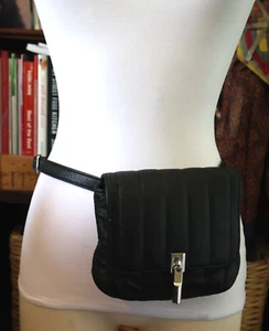 Elizabeth & James schwarz gesteppt Damen Kroko Gürtel Sling Leder Gürteltasche Cynnie - Bild 1 von 10