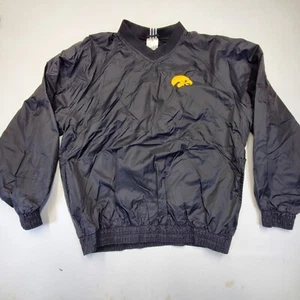 Iowa Hawkeyes Pullover Windbreaker Mens XL Black Adidas VINTAGE white Tag Nylon - Picture 1 of 15