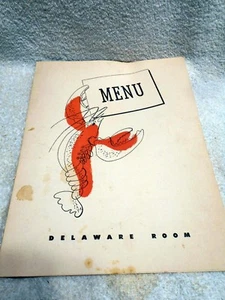 VTG Restaurant Menu The Delaware Room Delaware Manner 1950's - Picture 1 of 5