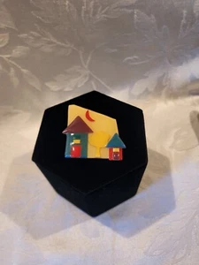 Lucinda House Brooch Pin appx 2" x 2" Moon Tree Love - Picture 1 of 3