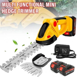 Cordless Electric Mini Hedge Trimmer 2 in 1 Brush Grass Cutter Shears for Garden - Picture 1 of 14