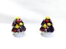 Vintage Pair Of Miniature-Maruri Masterpiece China Fruit Topiaries-Fruit Baskets