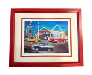 Stan Cline signiert 2010 Lithographie McDonalds Downey 1959 gerahmt rot Dbl mattiert - Bild 1 von 9
