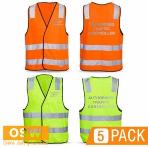 5 x Hi Vis Reflective DN Day & Night AUTHORISED TRAFFIC CONTROLLER Safety Vests - Picture 1 of 7