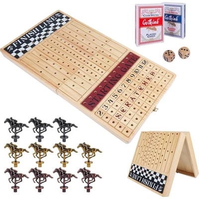 Juego de carreras de caballos de 23 pulgadas con 11 caballos de metal, tarjetas de dados para fiestas Foto 1 de 4