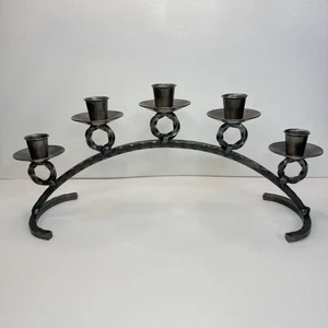 5 Kegel Zinn Metall Tischplatte gewölbt Kandelaber Herzstück EUC - Bild 1 von 6