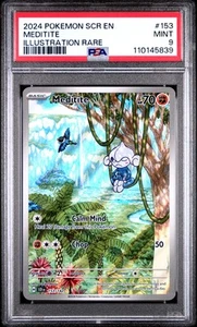 2024 Pokemon Stellar Crown #153 Meditite Illustration Rare PSA 9 - Picture 1 of 2