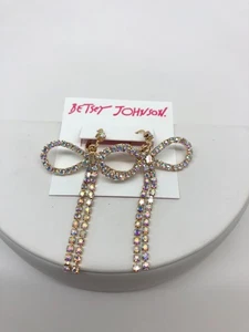 Pendientes de lazo Betsey Johnson tono dorado AB pedrería palanca nuevo con etiquetas - Imagen 1 de 5