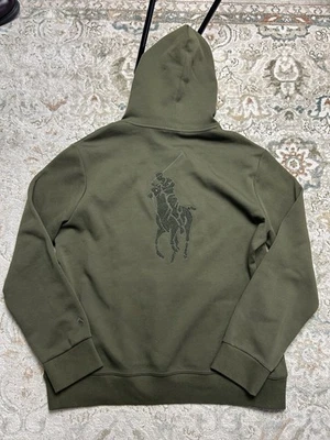 Polo Ralph Lauren Para Hombres XL Big Pony Doble Tejido Repujado Sudadera con Capucha Verde $168 NUEVO Foto 1 de 4