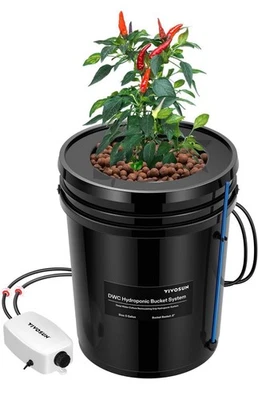 VIVOSUN 5 Gal DWC Hydroponics Grow System Water Culture w/ Air Pump 1 Bucket  - Image 1 of 4