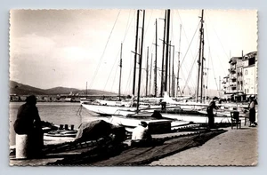 RPPC Sailboats at Harbor Saint Tropez France Postcard - Picture 1 of 4