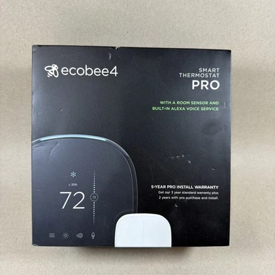 Termostato programable inteligente Ecobee 4 negro con placa trasera y sensor de habitación #ECB401 Foto 1 de 4