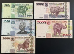 TANZANIA FULL SET 5 PCS 500 1000 2000 5000 10000 2003-2006 P 35 36 37 38 39 UNC - Picture 1 of 2