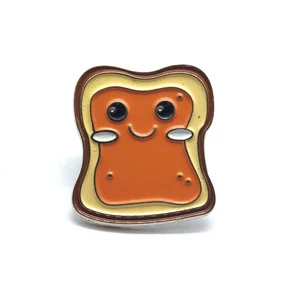 Cute Peanut Butter Toast Bread Pin Cartoon Food Lover Gift Fun Enamel Lapel - Picture 1 of 3
