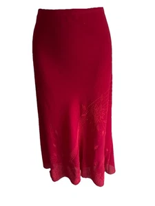 Gonna da sera lunga elegante rossa moda Luna vita elastica trasparente impreziosita XL - Foto 1 di 8