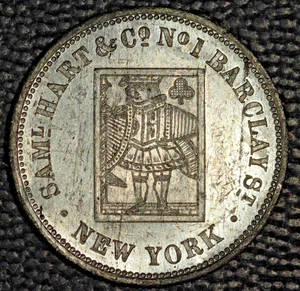 USA Händler Medaille, Saml. Hart, M-PA 1978, Ch Stempelglanz, roh, 1850er Jahre, 2-seitige Karte - Bild 1 von 2