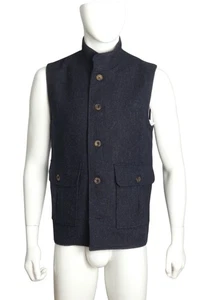 THE MERCHANT FOX- Navy Wool Tweed Vest, Size Medium - Picture 1 of 5