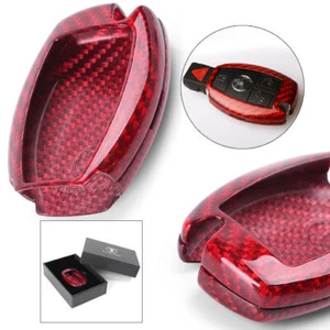 Red Key Shell Protector Key Fob Case Carbon Fiber Cover For Mercedes Benz Car - Picture 1 of 8