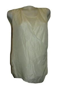 New COLDWATER CREEK Top Women's Size M(10-12) Ivory Faux Wrap Knit & Silk Shirt