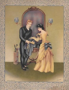 Morris & Bendien, Art Deco Reprint, by Sandre', Victorian Couple Going Out. - Picture 1 of 1