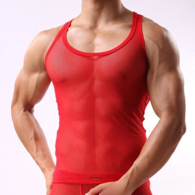 Дышащий Sports без рукавов Summer толстовка новый сетки сексуальный мужской льда шелковый жилет - Изображение 1 из 4