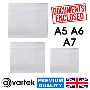 DOCUMENTS ENCLOSED Wallets Pouches Address Labelling Sticky - A7 A6 A5 Plain - Picture 1 of 11