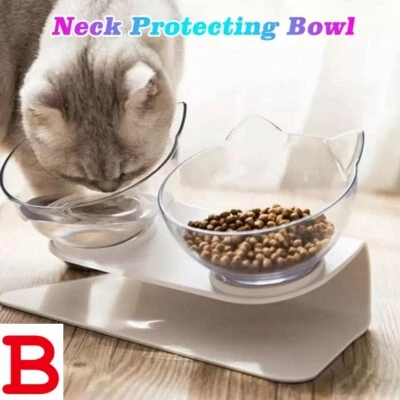 Haustier Dual Futternapf Fressnapf Katzennapf Schräge Ständer Doppelter Napf 15° - Bild 1 von 4