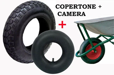 PNEU PNEUMATIQUE 3.50-8 + CHAMBRE INTÉRIEURE 3.50- 8 POUR ROUE DE BROUETTE (1837 - Photo 1/3